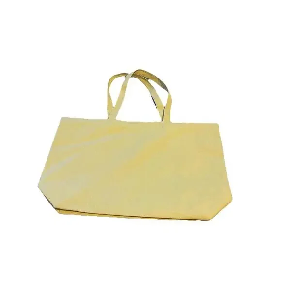 Sezane Texas Mon Amour Mustard Yellow Canvas Tote Bag Large Shopper H66 - Picture 2 of 4